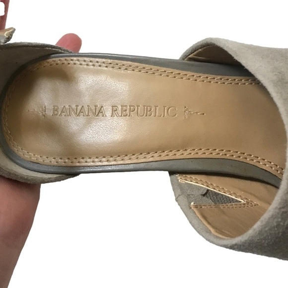 Banana Republic Rylee Suede Grey peep toe heels ankle strap Women’s shoes sz 7.5 - Picture 6 of 10